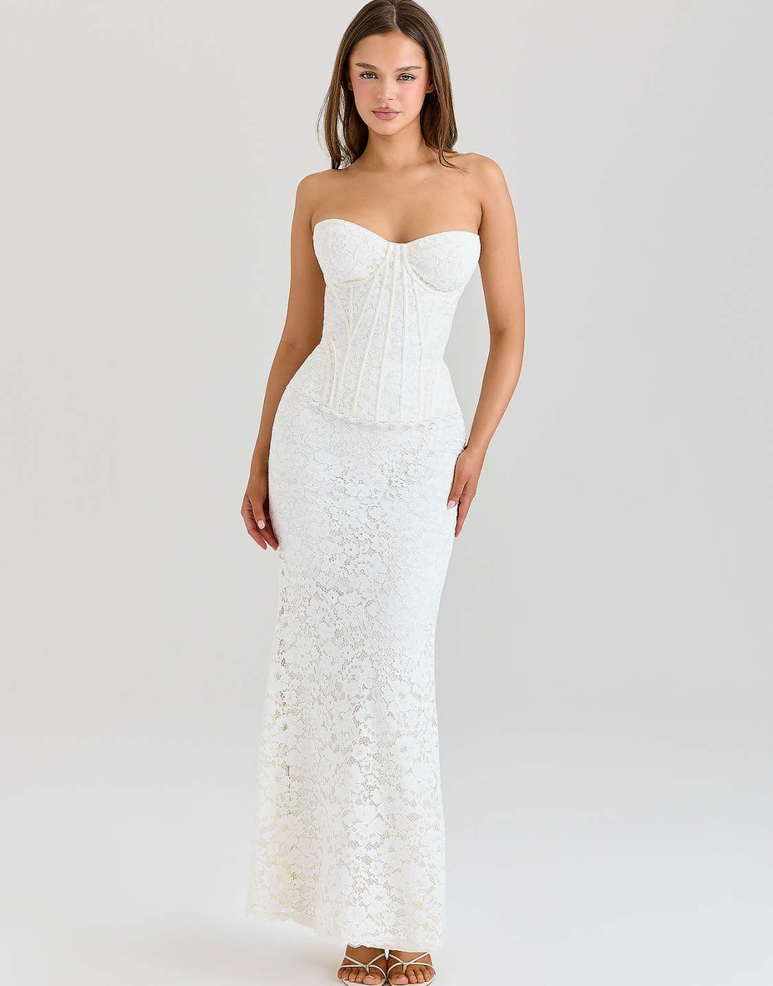 Ivory Lace Corset Maxi Dress