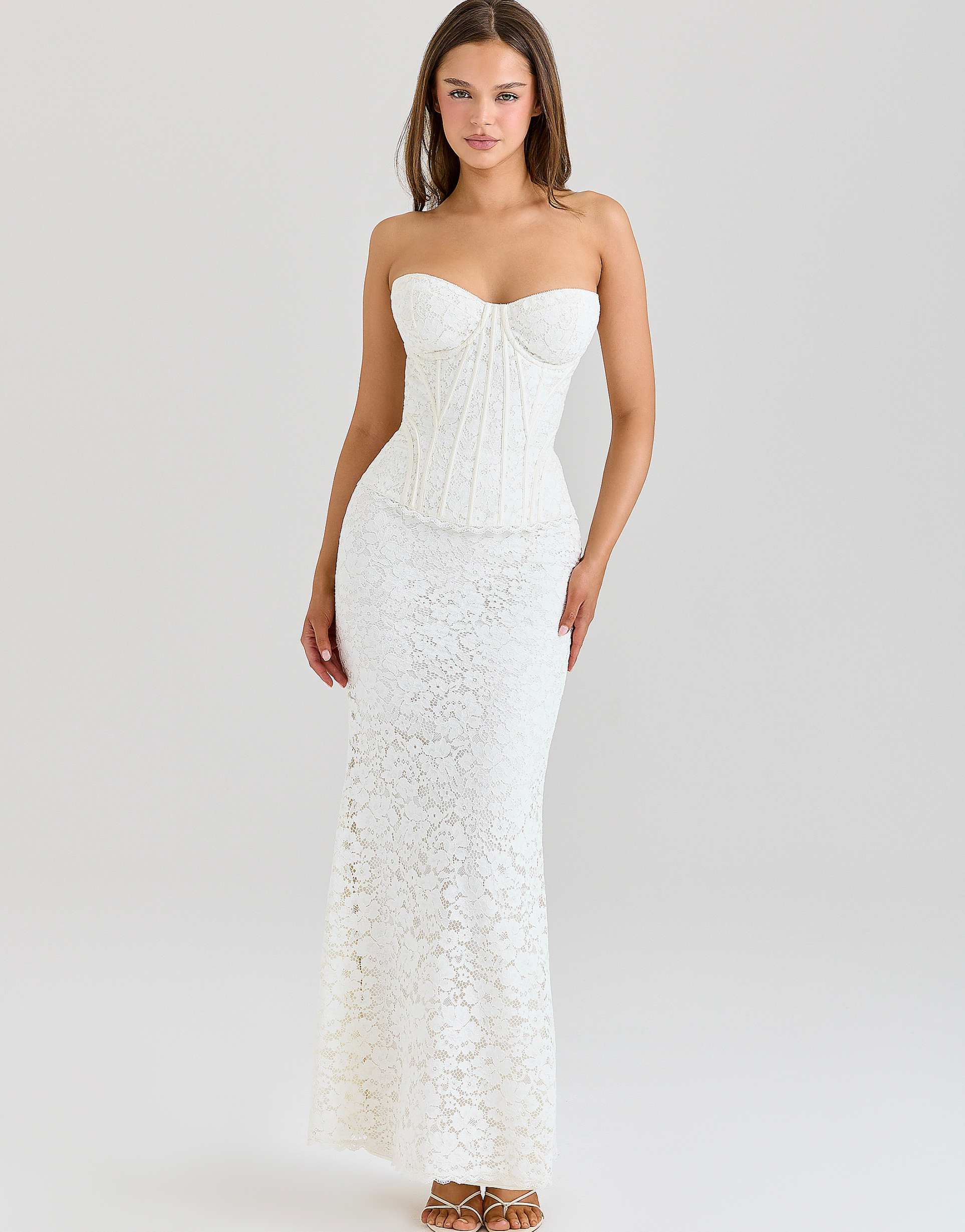 Ivory Lace Corset Maxi Dress