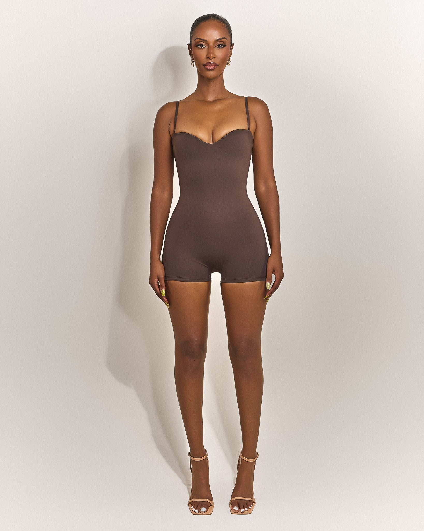 The Sculpt Playsuit in Brown