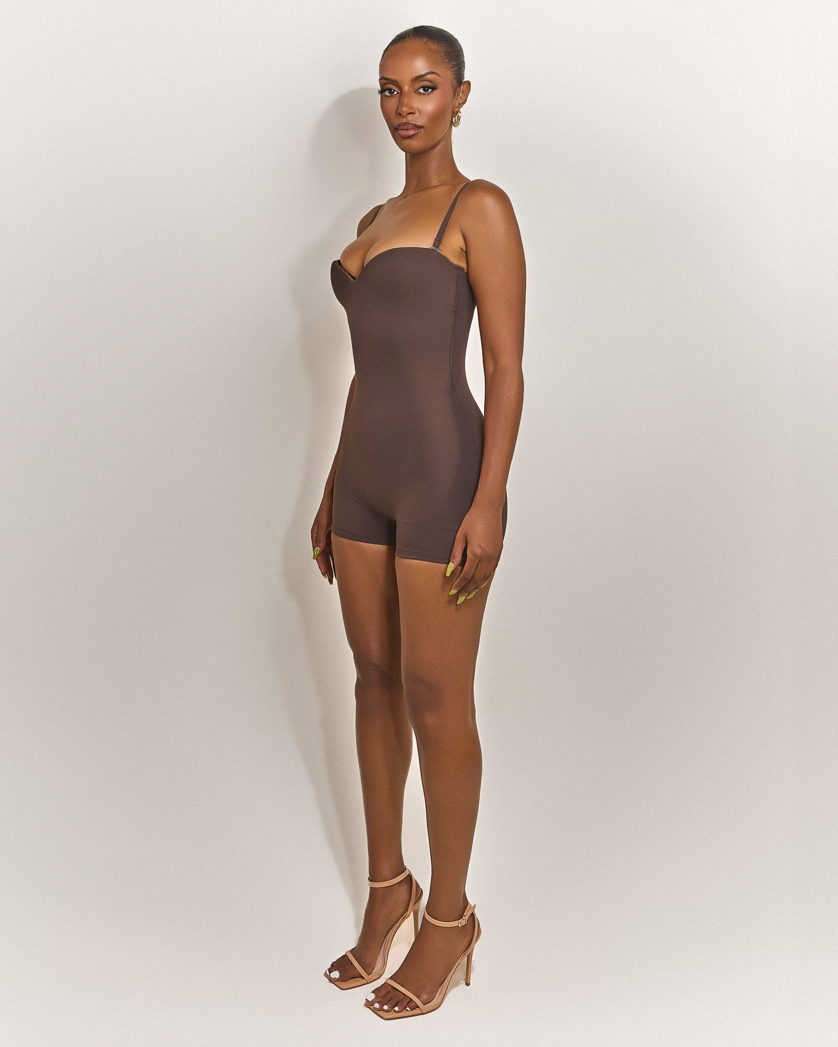 The Sculpt Playsuit in Brown