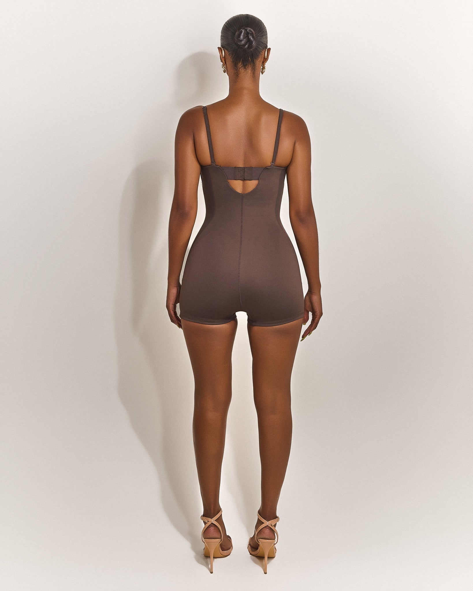 The Sculpt Playsuit in Brown