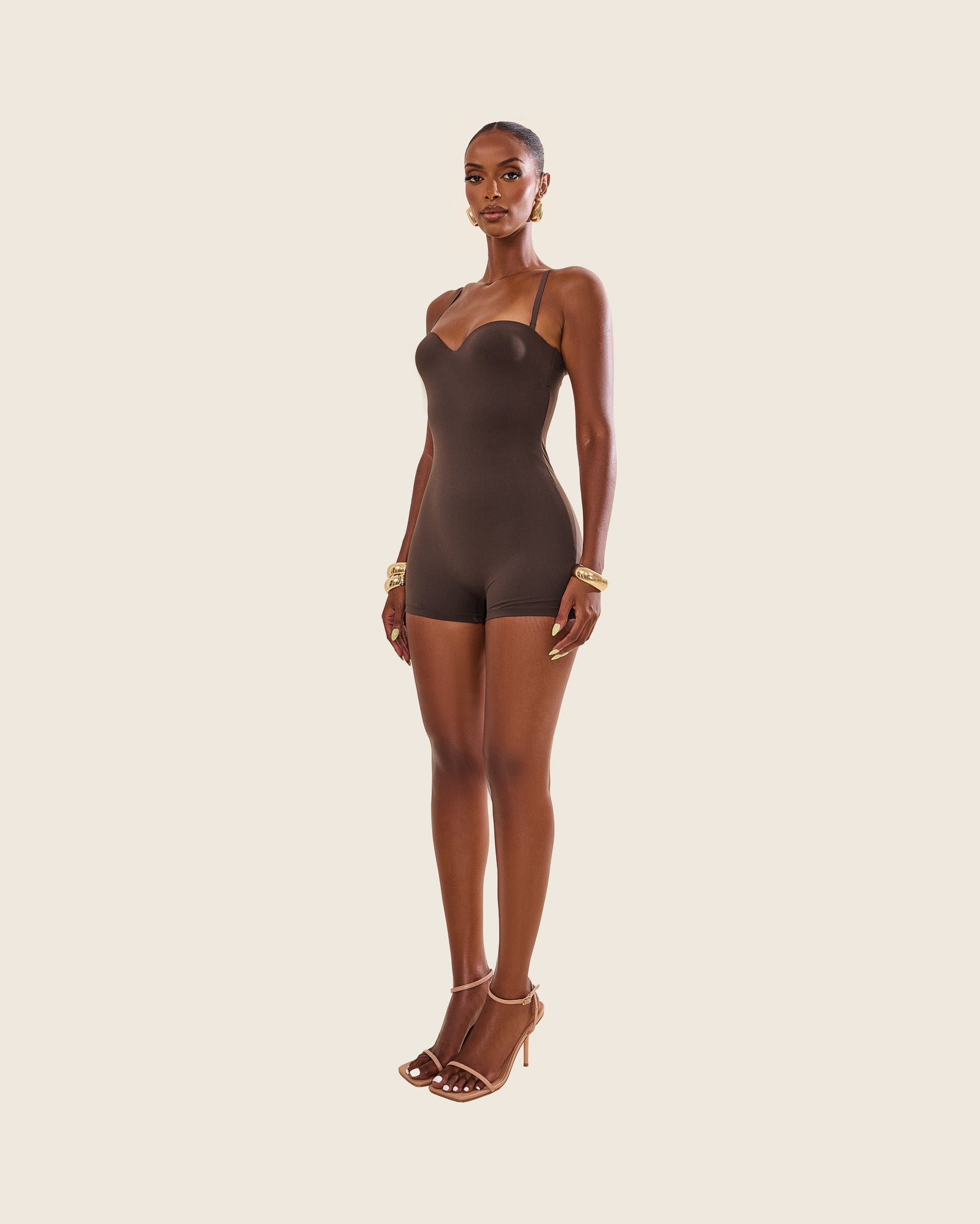 The Sculpt Playsuit in Brown