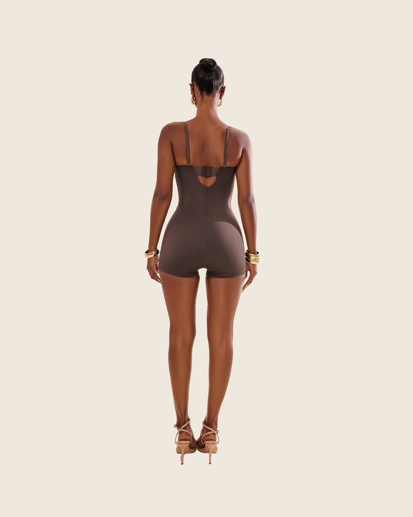 The Sculpt Playsuit in Brown